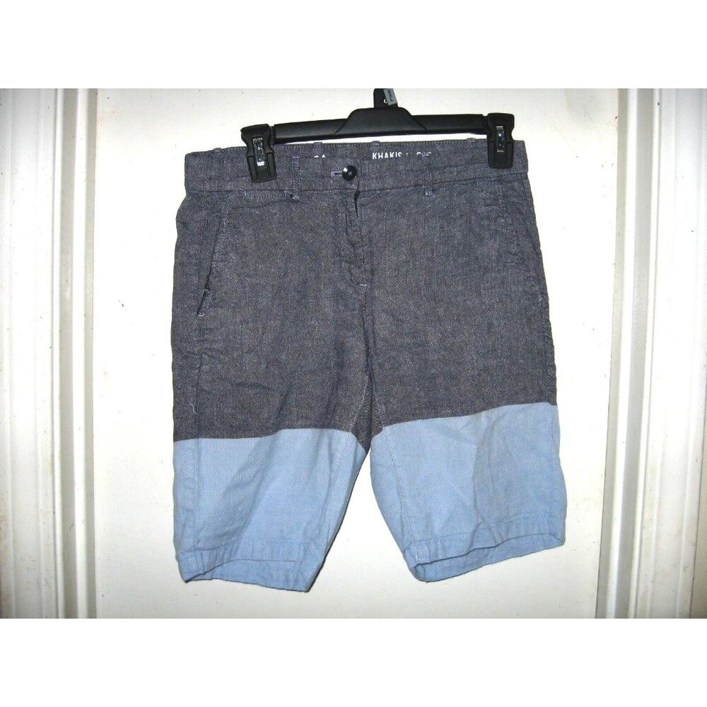 Gap Khakis Boyfriend Roll-Up Shorts Two Toned Blue Colorblock Size 00